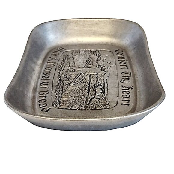 Wilton Armetale Pewter Bread Plate Dish Comfort Thy Heart with a Morsel of Bread - Picture 3 of 6
